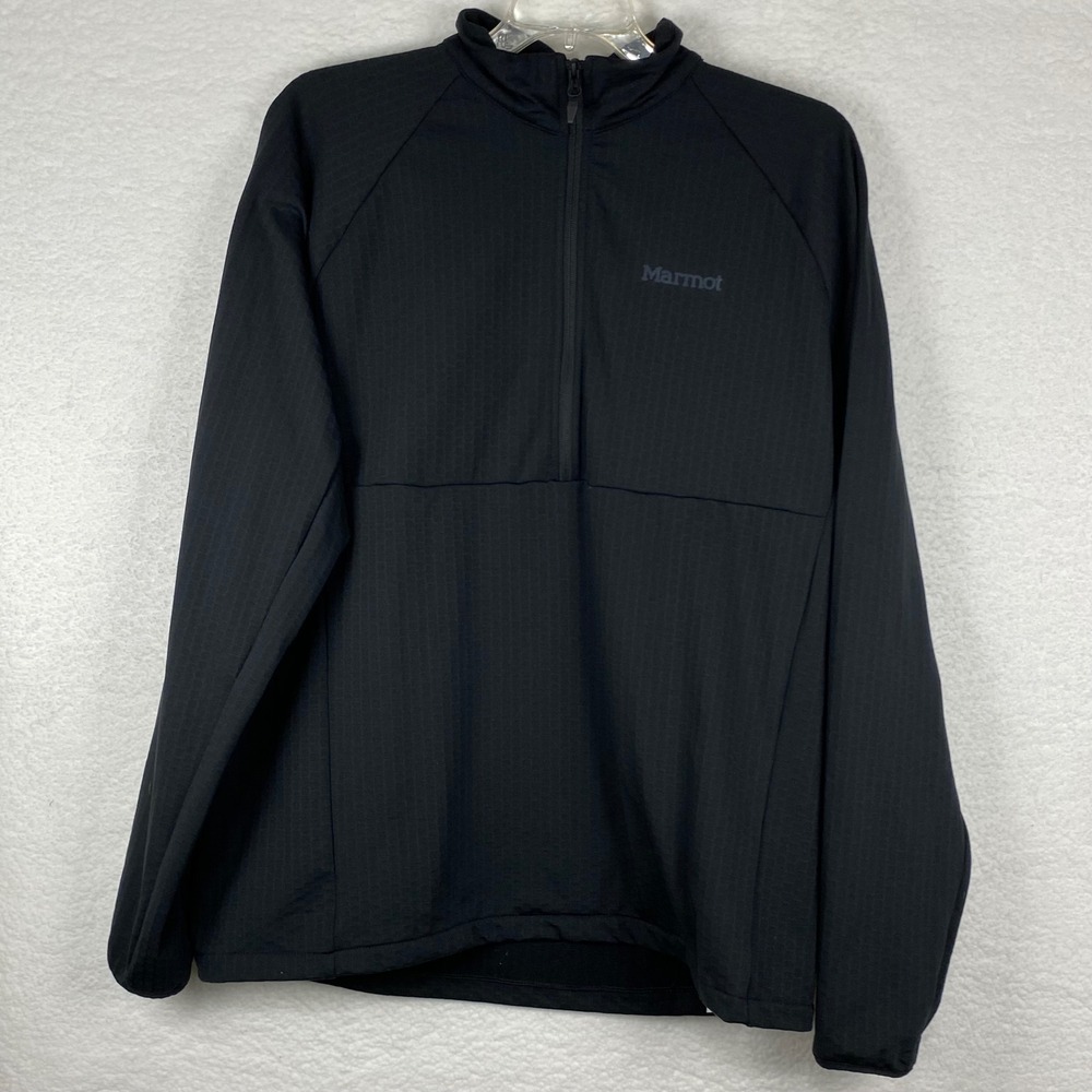 Marmot‎ Mens XXL Long Sleeve Black 1/4 Zip Grid Fleece Pullover M12648
